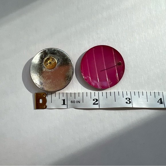 Vintage Set of 2 Pair Hot Pink Statement Earrings 1980s - Picture 3 of 3